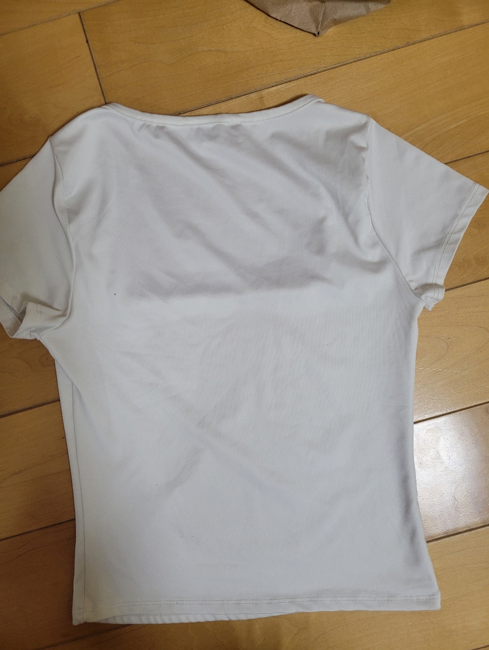 White Square Neck Fitted Tee Soft Stretch Baby Tee Minimalist XS S - Picture 6 of 6